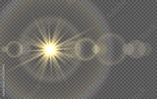 Effect sparkling stars light burst explosion, flickering and flashing lights. collection of different light effects on black background. transparent lens flares and lighting effects. vector design.