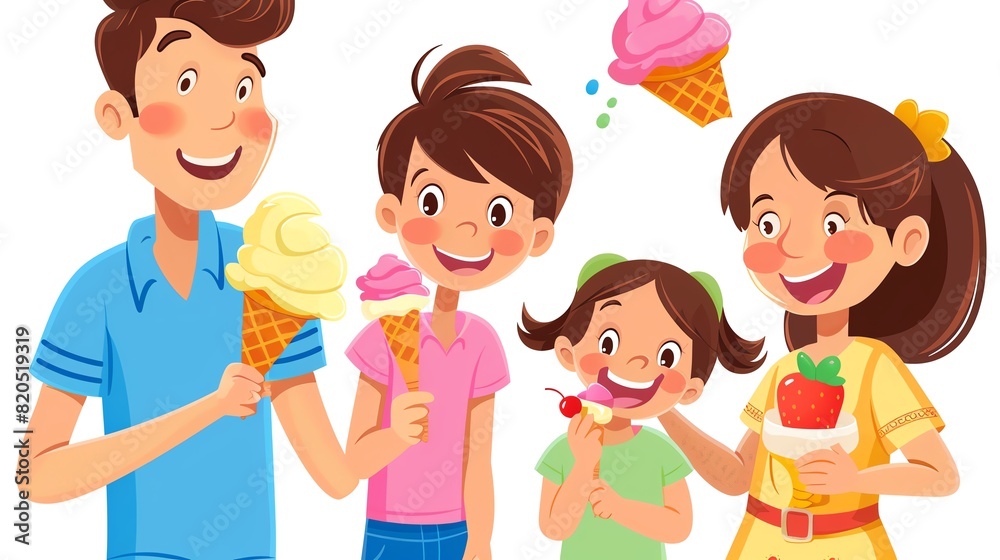 clip art of A family eating ice cream clip art of A family eating ice cream