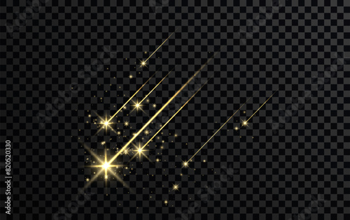 Effect sparkling stars light burst explosion, flickering and flashing lights. collection of different light effects on black background. transparent lens flares and lighting effects. vector design.