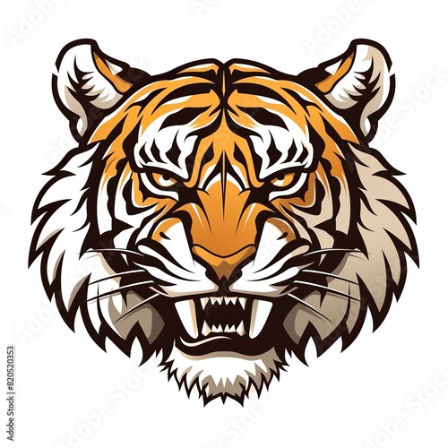 a black tiger head with an open mouth on a isolated background