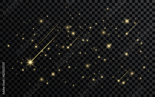 Effect sparkling stars light burst explosion, flickering and flashing lights. collection of different light effects on black background. transparent lens flares and lighting effects. vector design.
