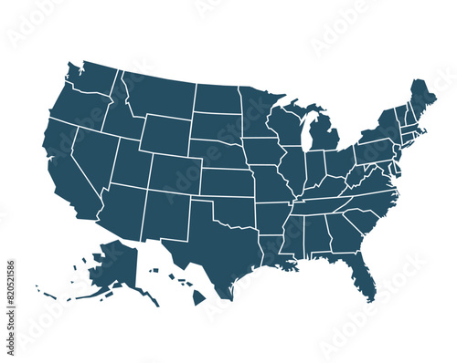 USA map with all states map