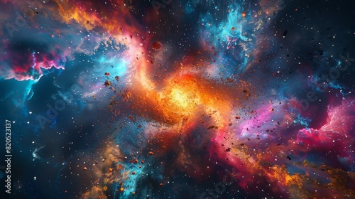 Stellar Geometric Explosion  Vibrant Color Swirl in Space