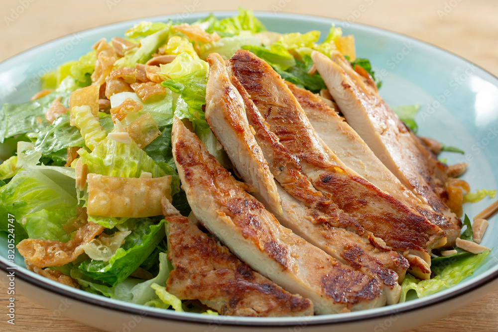 A view of an Asian chicken salad. A view of an Asian chicken salad.