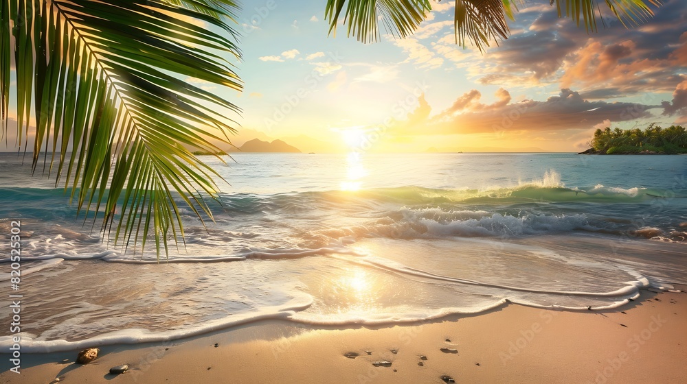 Art Beautiful sunrise over the tropical beach : Generative AI