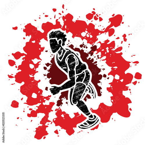 Running Action Movement Marathon Runner A Man Start Running Cartoon Sport Graphic Vector