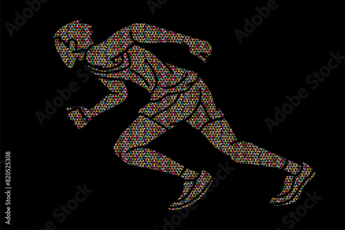 Running Action Movement Marathon Runner A Man Start Running Cartoon Sport Graphic Vector