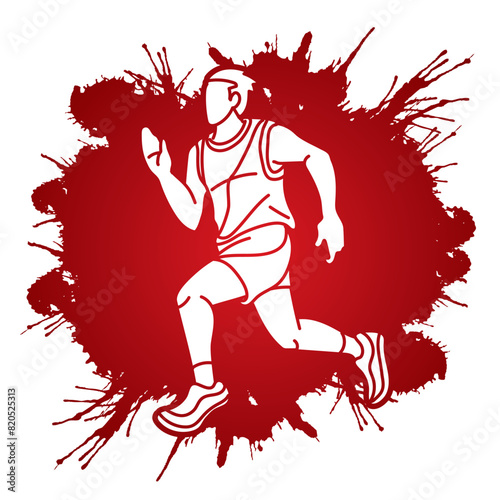 Running Action Movement Marathon Runner A Man Start Running Cartoon Sport Graphic Vector