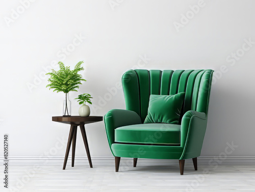 Attractive Free psd a green sofa in a white room with floor lamp and table © MdMaruf