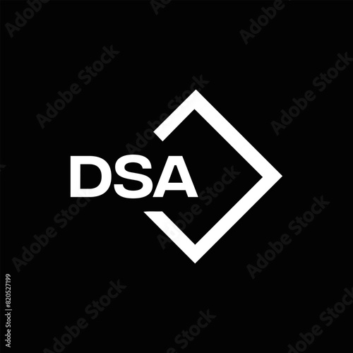 DSA logo. D S A design. White DSA letter. DSA, D S A letter logo design. D S A letter logo design in FIVE, FOUR, THREE, style. letter logo set in one artboard. D S A letter logo vector design. 