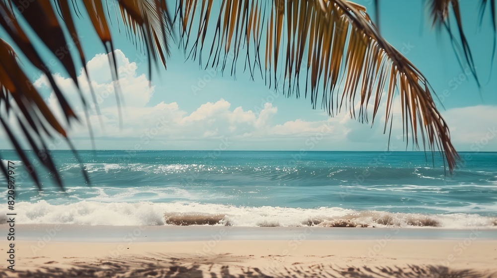 Fototapeta premium Palm and tropical beach : Generative AI