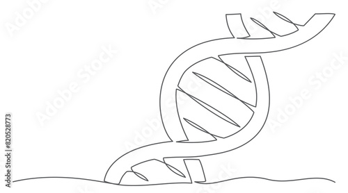 DNA One line drawing on white background