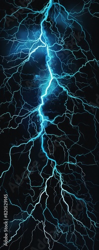 A long blue lightning bolt with a dark background