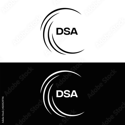 DSA logo. D S A design. White DSA letter. DSA, D S A letter logo design. D S A letter logo design in FIVE, FOUR, THREE, style. letter logo set in one artboard. D S A letter logo vector design. 