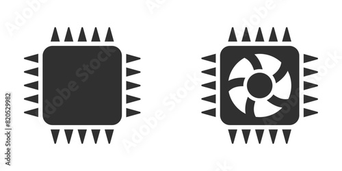 CPU Processor with cooling fan black icon vector illustration