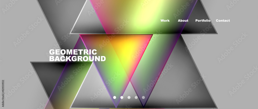 Metal triangles with colorful bright triangles. Geometric modern minimalist design template Metal triangles with colorful bright triangles. Geometric modern minimalist design template