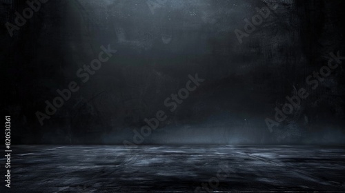 A dark, empty room with a large, black wall © tope007