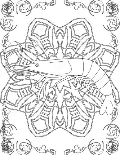 Wallpaper Mural Shrimp on Mandala Coloring Page. Printable Coloring Worksheet for Adults and Kids. Educational Resources for School and Preschool. Mandala Coloring for Adults Torontodigital.ca