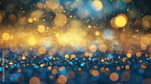 A blurry image of a blue and yellow background with many small circles