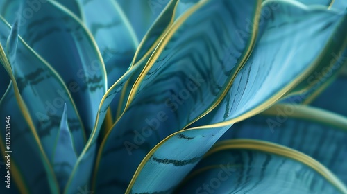 close up macro sansevieria trifasciata cv pattern leaves texture abstract exotic blue  backgroundleafs wallpaper desktop conceptnature flora ornamental summer plant backdrop website co : Generative AI photo