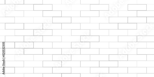 Subway tile seamless pattern. Vector abstract background with geometric shapes. White ceramic tile for kitchen or bathroom. Realistic white wall brick photo