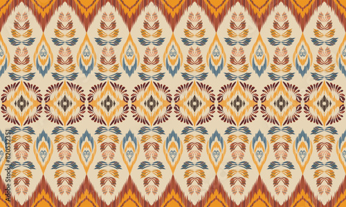 Hand draw Ethnic abstract ikat art. Aztec ornament print. geometric ethnic pattern seamless color oriental. Design.great for textiles, banners, wallpapers, wrapping vector design.