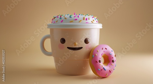 A Cup of Coffee With Sprinkles and a Doughnut