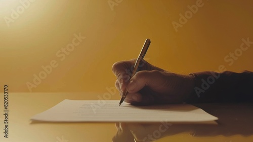 Person Writing on Piece of Paper With Pen