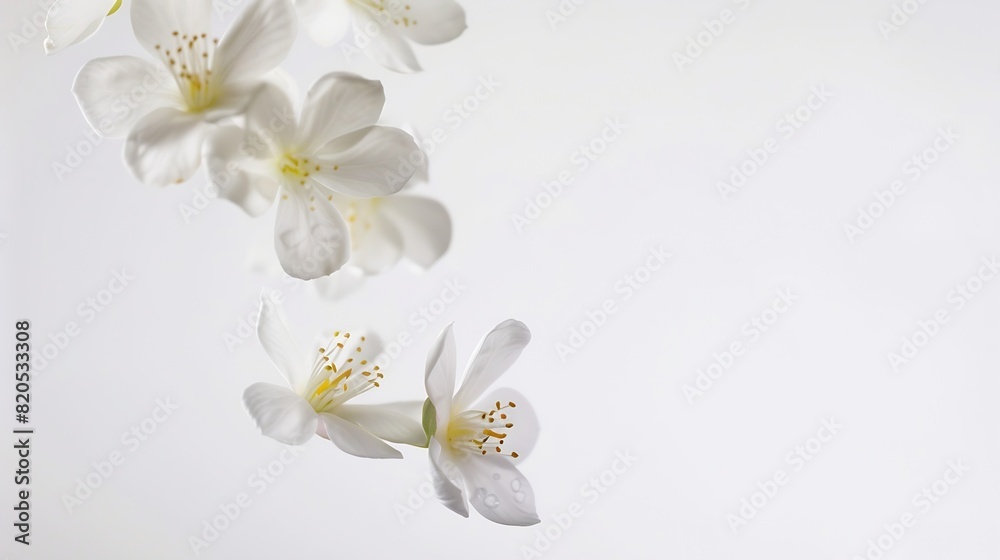 Jasmine bloom A beautifull white flower of Jasmine falling in the air isolated on white background Levitation or zero gravity concept High resolution image : Generative AI Jasmine bloom A beautifull white flower of Jasmine falling in the air isolated on white background Levitation or zero gravity concept High resolution image : Generative AI