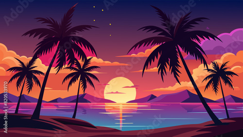 dark-palm-trees-silhouettes-on-colorful-tropical