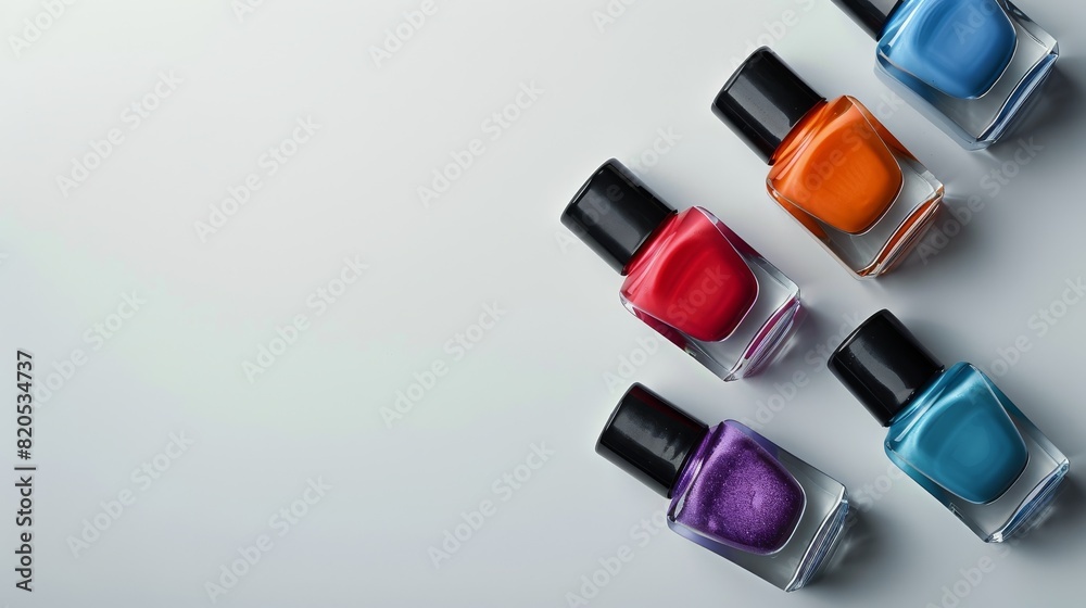 Row of Different Colored Nail Polish Bottles Row of Different Colored Nail Polish Bottles