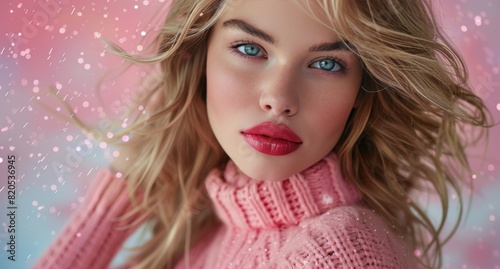 Close Up of Woman in Pink Sweater