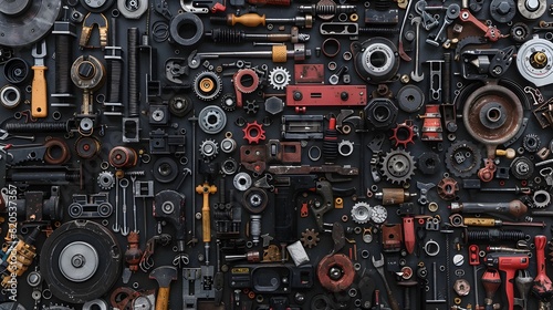 Densely Packed Collection of Industrial Tools and Machinery