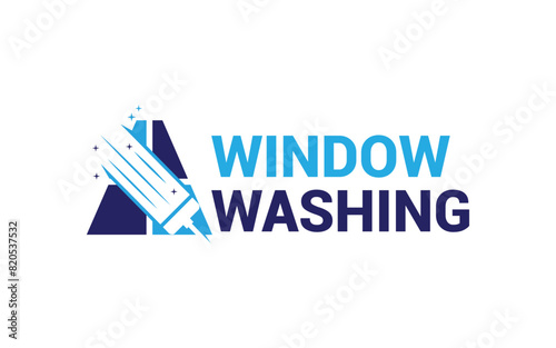 Window washing icon logo design	
