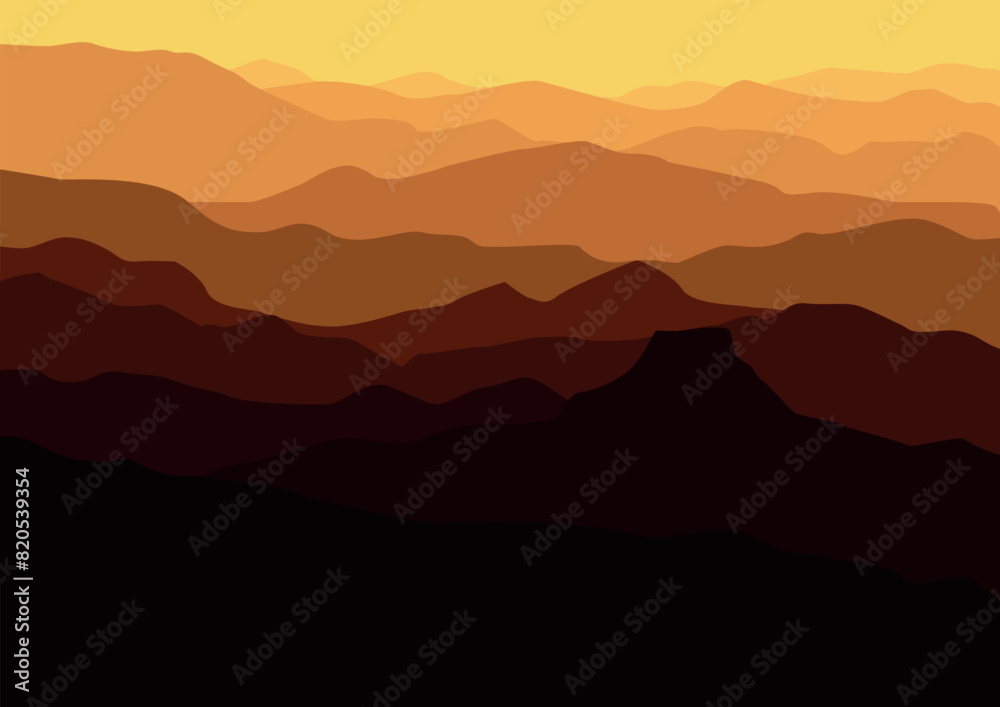Fototapeta premium Landscape with mountains. Vector illustration in flat style.