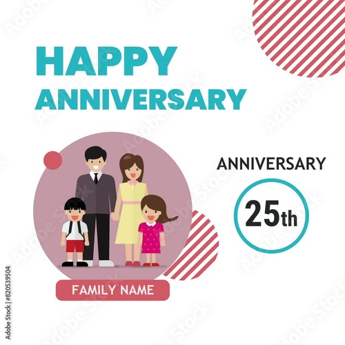 Happy Anniversary motion card. Video animation