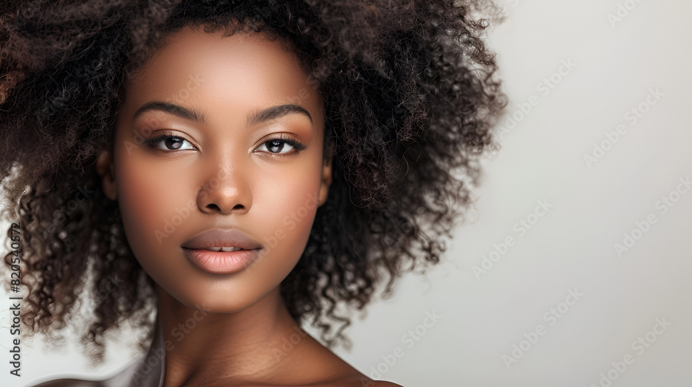 Beautiful African American young woman with curly hair
