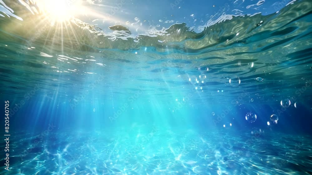 bubbles and fish under sea water