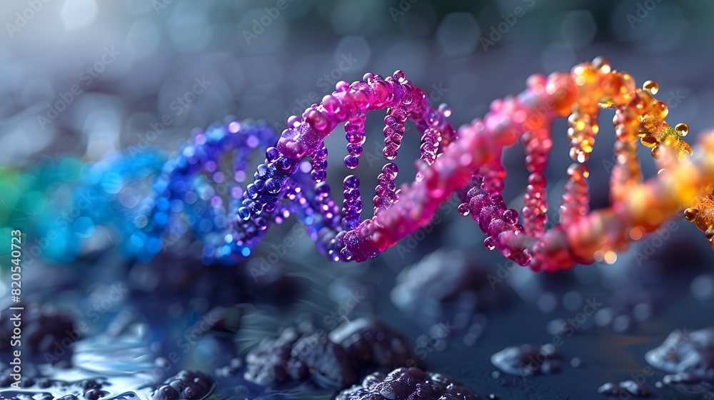 Illustration of rainbow DNA on a blue background. Suitable for ...