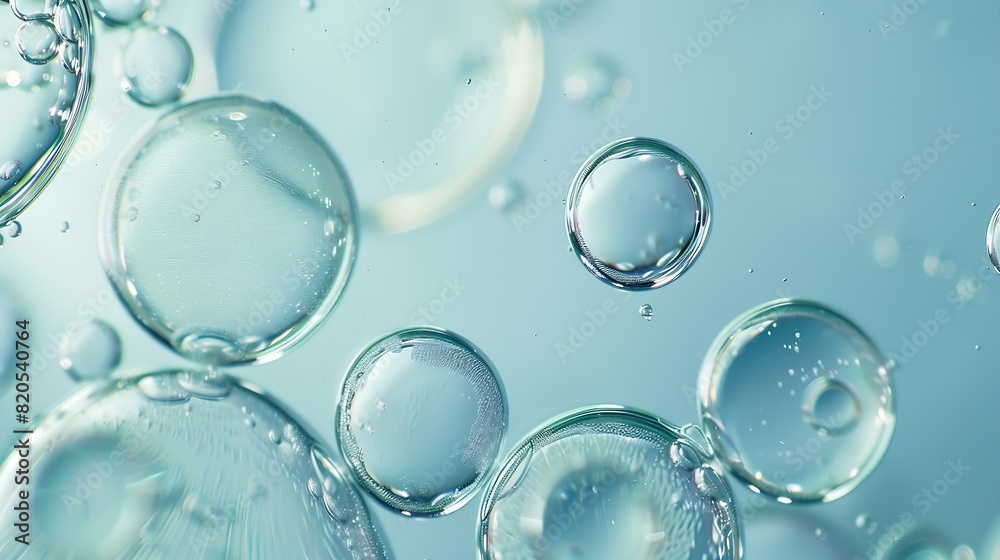Oil bubbles close up a circles of water macro abstract light blue background : Generative AI Oil bubbles close up a circles of water macro abstract light blue background : Generative AI