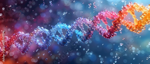 Illustration of rainbow DNA on a blue background. Suitable for introducing the concept of gender diversity. It was genetic from the beginning, the colors of the rainbow represent the LGBTQ people. © Chanawat
