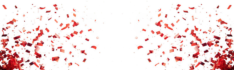 Red confetti paper pop from bottom corner. mix match background photo.