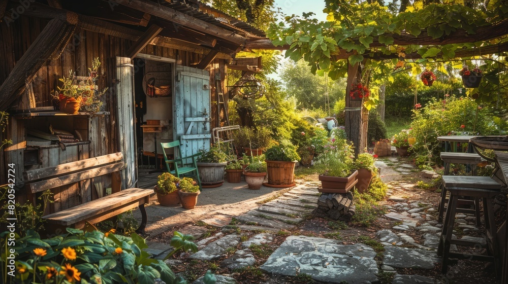 Rustic garden with healthy vegetables. Generative AI Rustic garden with healthy vegetables. Generative AI