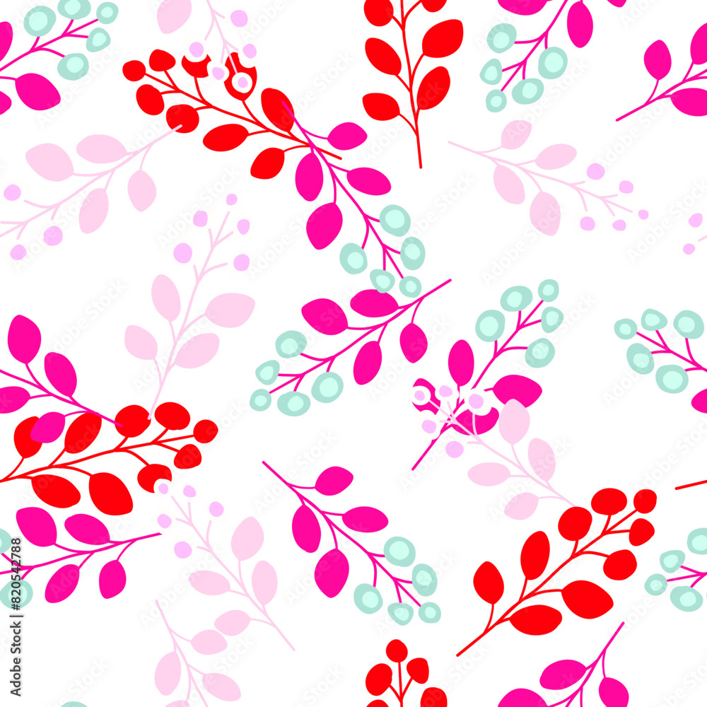 Romantic and bright floral pattern with hand-drawn petals and leaves, perfect for spring and summer textile designs.