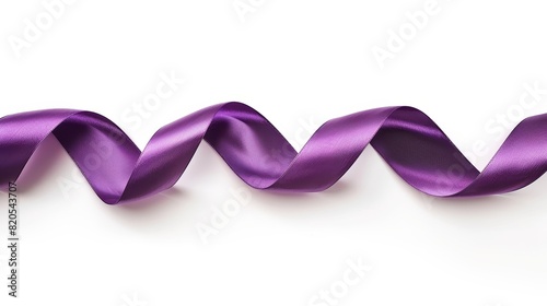 Detailed view of a pancreatic cancer awareness ribbon, elegant and flowing, deep purple color, isolated on white, studio lighting
