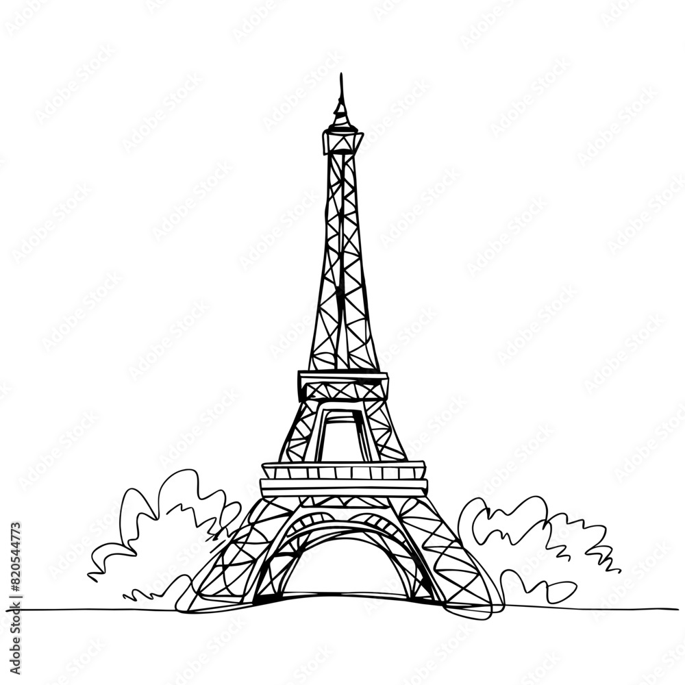 Obraz premium Iconic Sketch of the Eiffel Tower: A Parisian Symbol