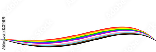 LGBTQIA Pride Month Ribbon Banner with Rainbow Colors