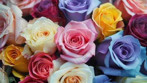 Seamless Background of Roses in multiple Colors. Floral Backdrop