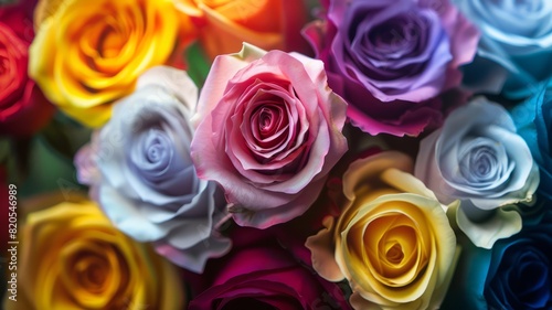 Seamless Background of Roses in multiple Colors. Floral Backdrop