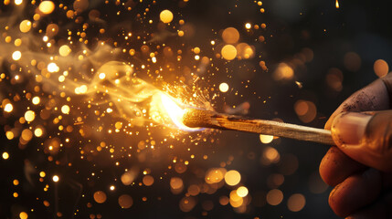 Matchstick catching fire like the spark of a bigger event